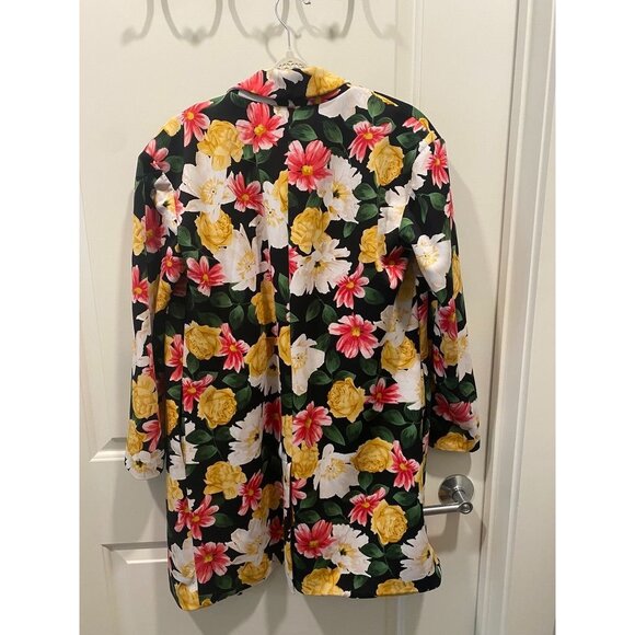 T Tahari Statement Blazer Small Spring Vibrant Floral‎ Print Vintage Retro - Picture 3 of 7